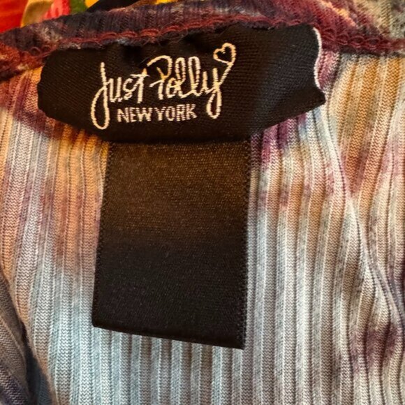 JUST POLLY NEW YORK Psychedelic Print Ribbed Crop Top – Size S - Picture 8 of 8